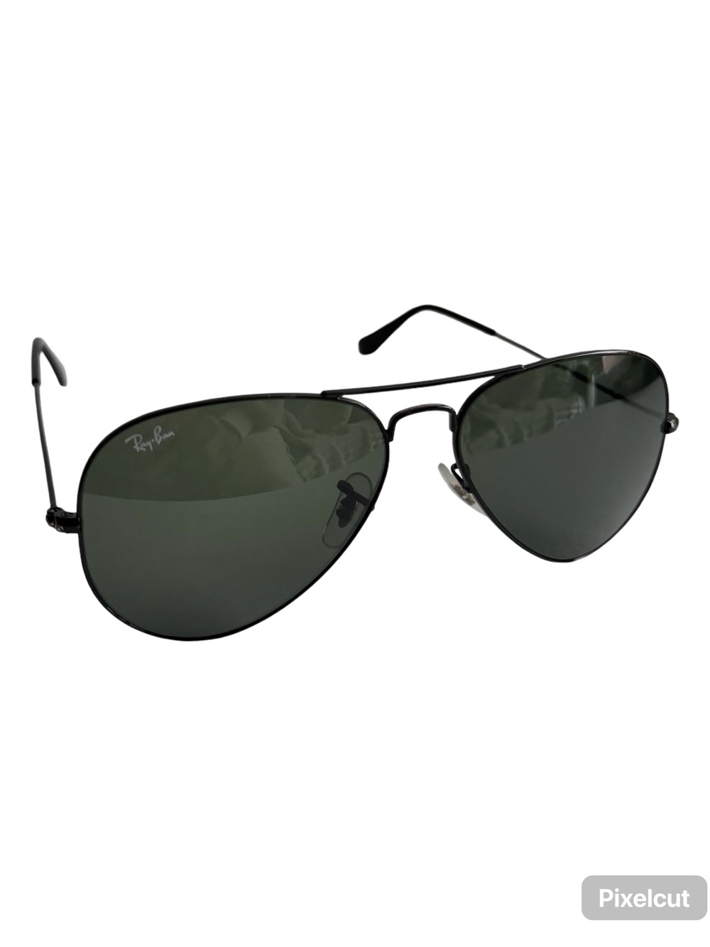 Unisex Ray-Ban Aviator Sunglasses - Black Frame with Green Lenses